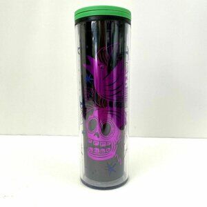 Starbucks 2020 Halloween Black Pink Skull Raven Crow Acrylic Tumbler Lid 16 oz